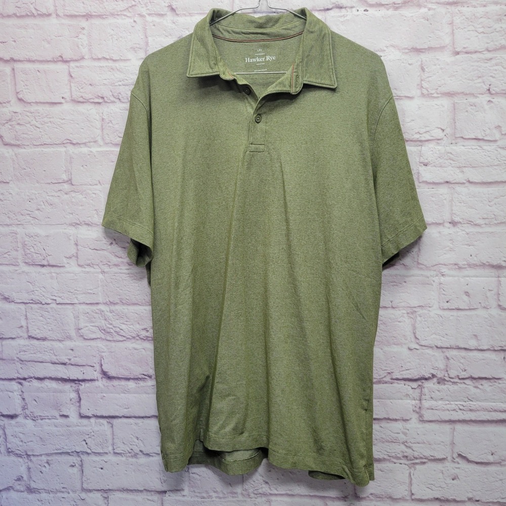 Hawker Rye Green Performance Polo‎ Shirt Mens Sz L Golf Athleisure Travel Preppy